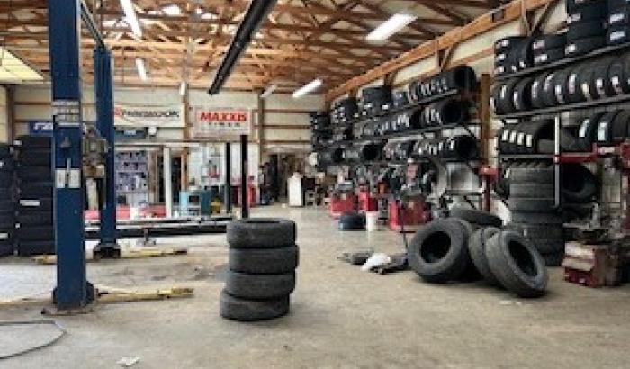 Inside View of Tire Shop - Additional view of tire rack