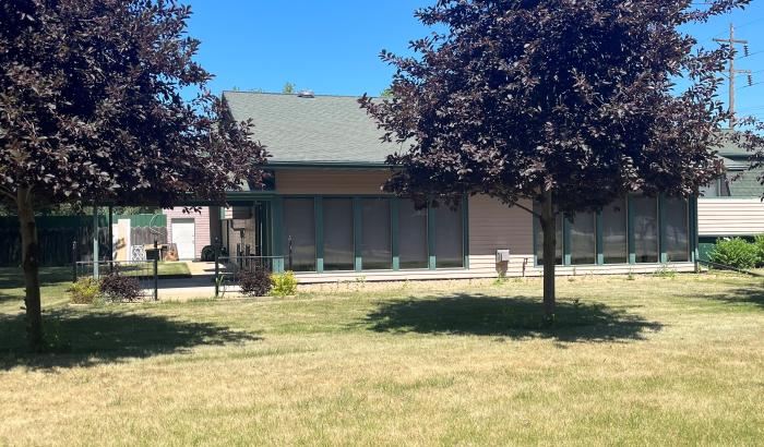 Side of house, great room windows