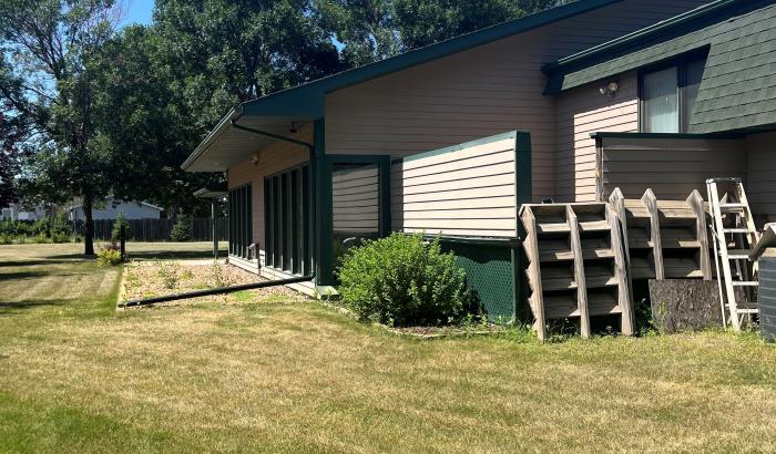 Small patio off side of house